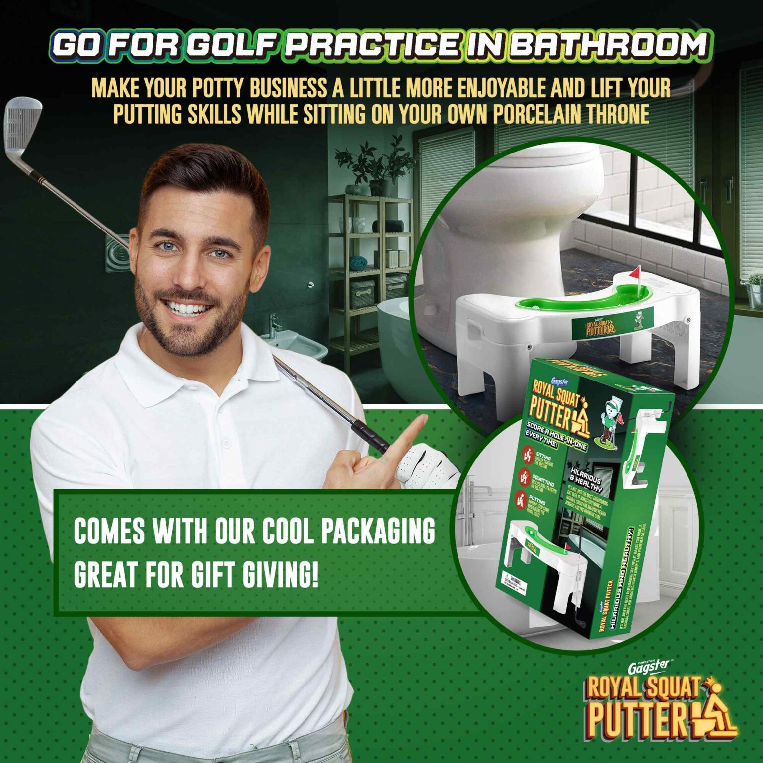 Royal Squat Putter - Toilet Golf Set for Hilarious Bathroom Practice